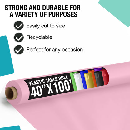 40 In. x 100 Ft. Pink Table Roll | Case of 6