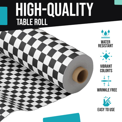 40 In. x 300 Ft. Black/White Checkered Table Roll | Case of 4