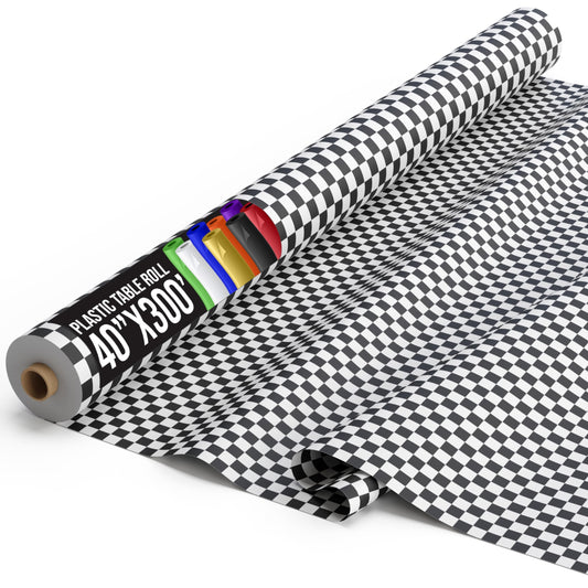 40 In. X 300' Black/White Checkered Table Roll