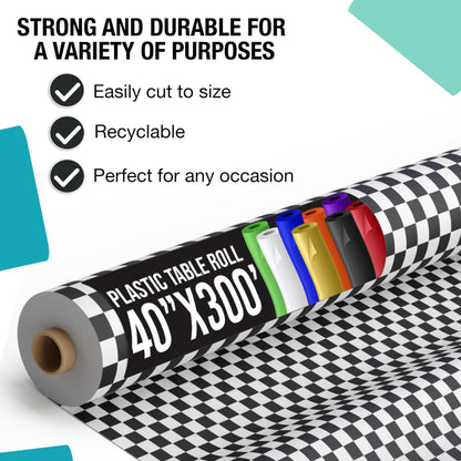 40 In. x 300 Ft. Black/White Checkered Table Roll | Case of 4