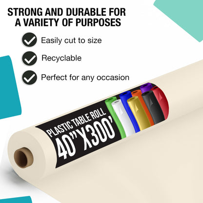 40 In. x 300 Ft. Premium Ivory Table Roll | Case of 4