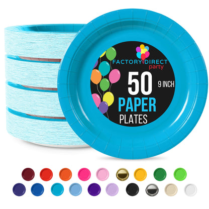 9 In. Turquoise Paper Plates | Case of 1000