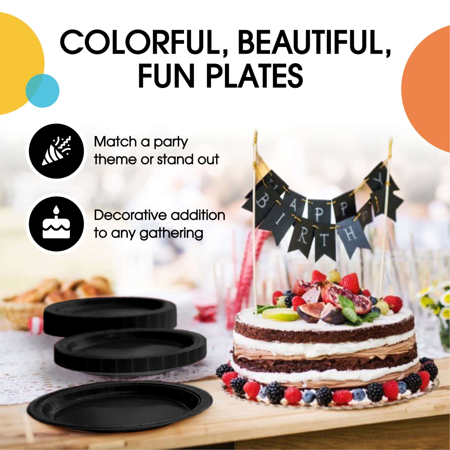 7 In. Black Paper Plates | Case of 1000