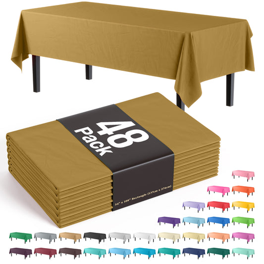 Gold Plastic Table Cover | Case of 48