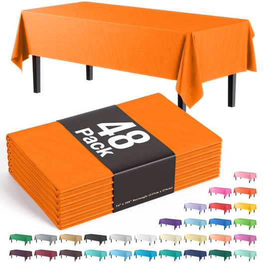 Orange Plastic Table Cover | Case of 48