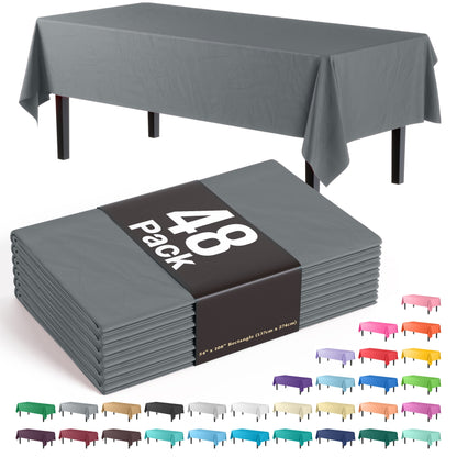 Silver Plastic Table Cover | Case of 48