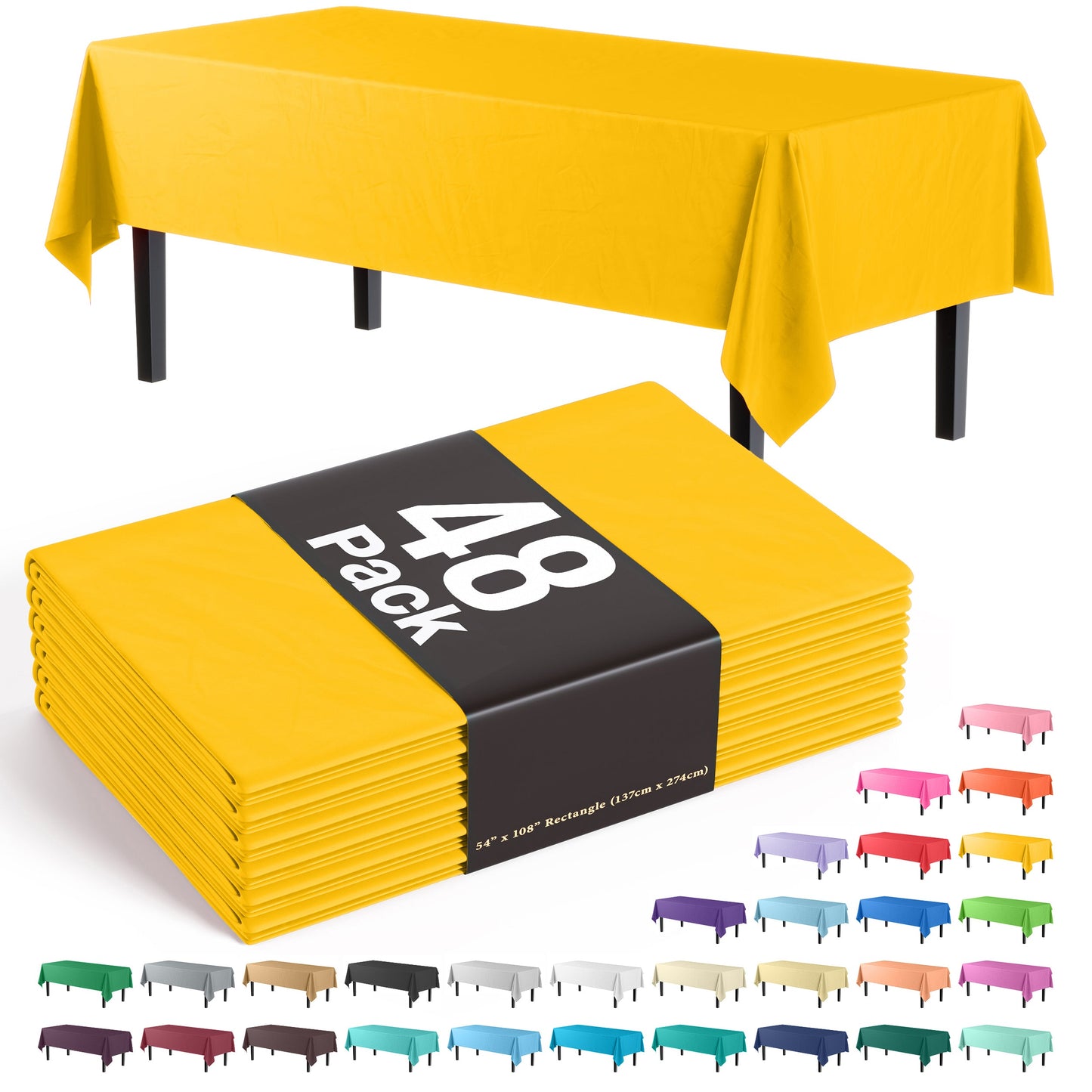 Yellow Plastic Table Cover | Case of 48