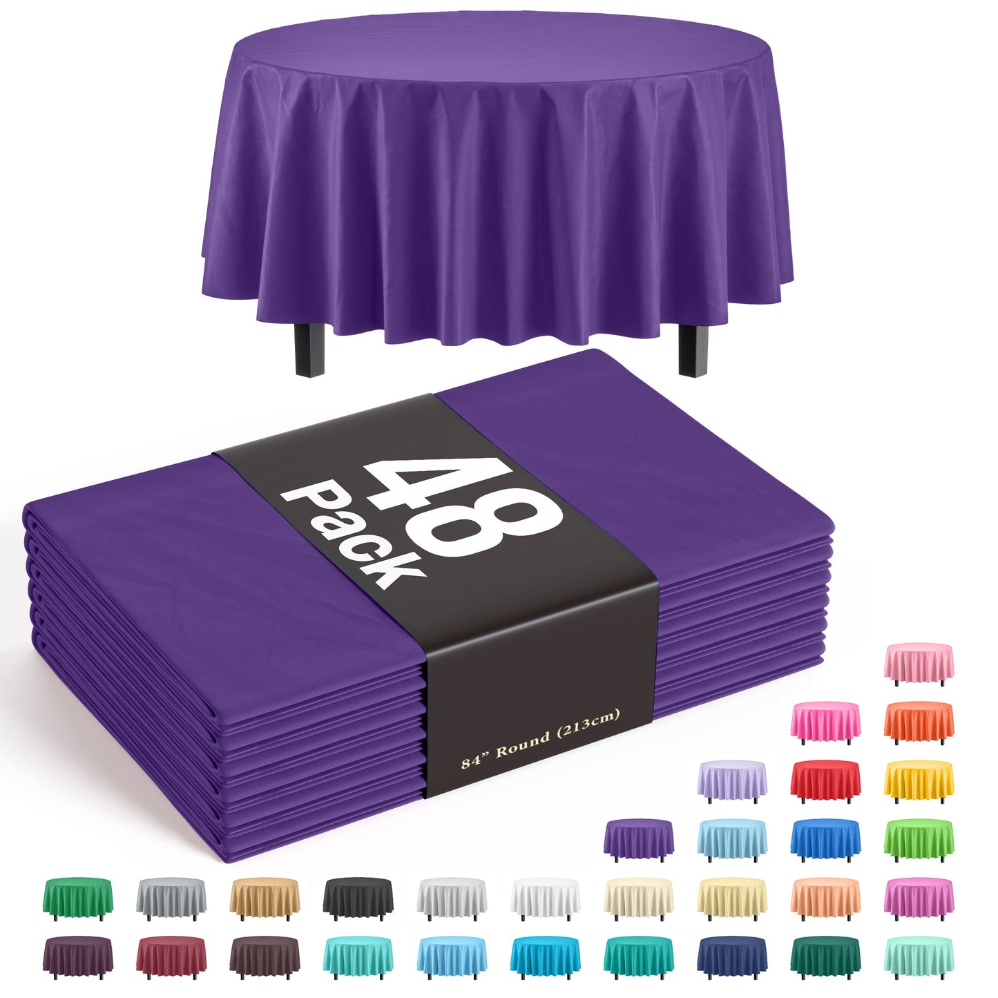 Round Purple Table Cover | Case of 48