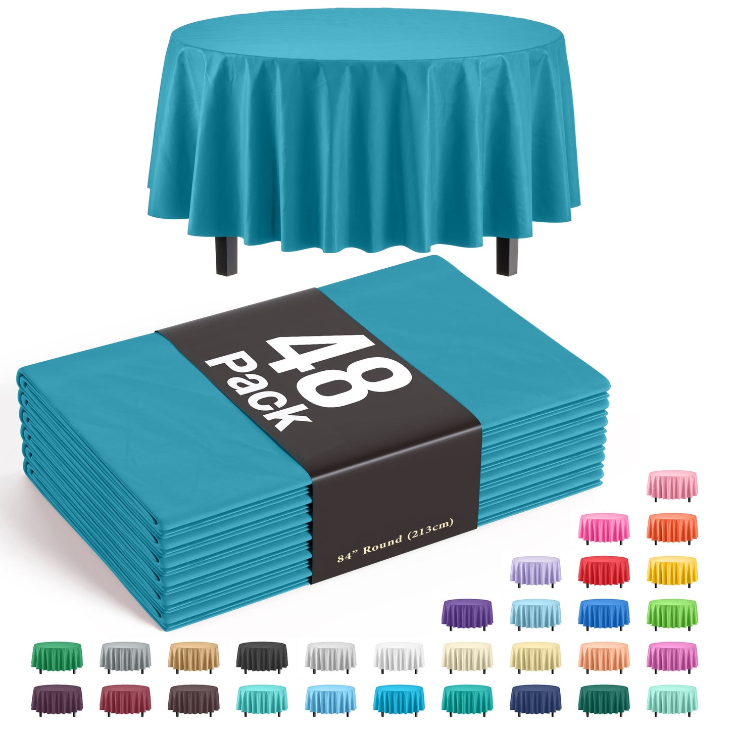 Round Turquoise Table Cover | Case of 48