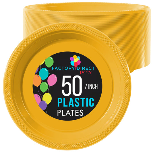 7 In. Yellow Plastic Plates | Case of 600