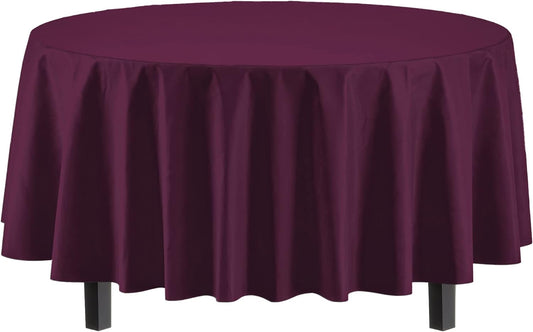 Plum Round Plastic Table Cover | Case of 48