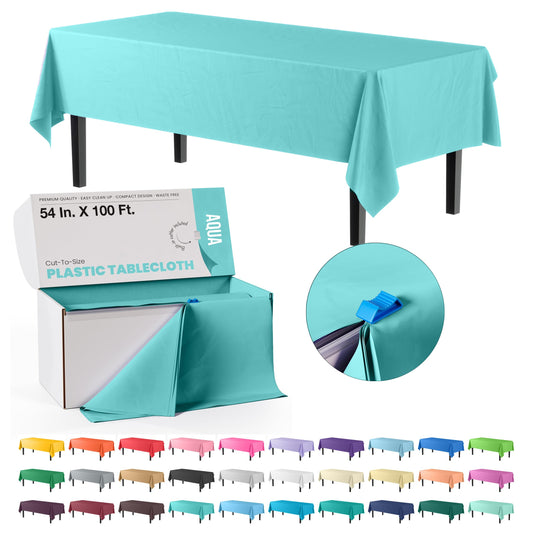 54 In. x 100 Ft. Cut To Size Table Roll  | Aqua | Case of 6