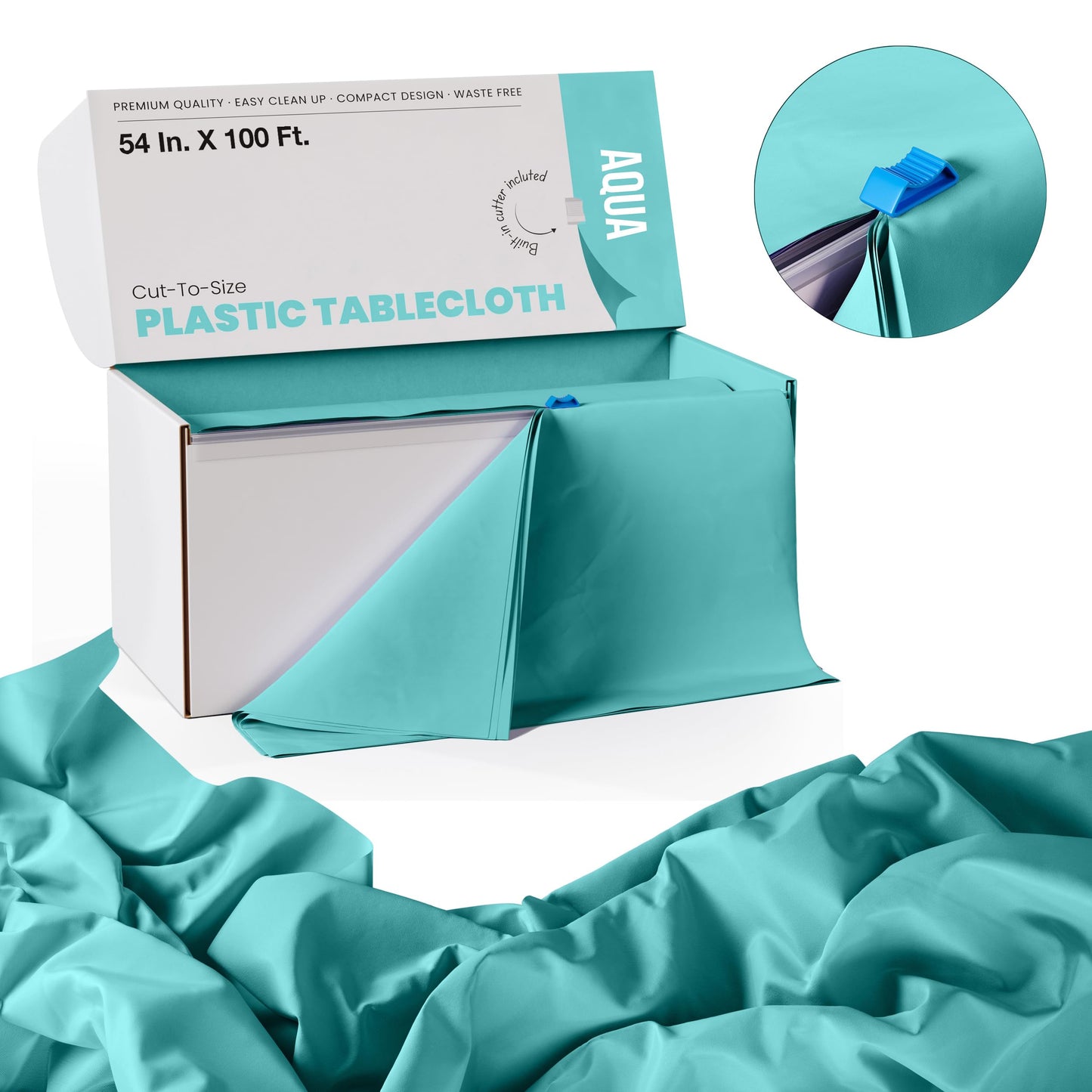 54" X 100' Select A Size Table Cover - Aqua