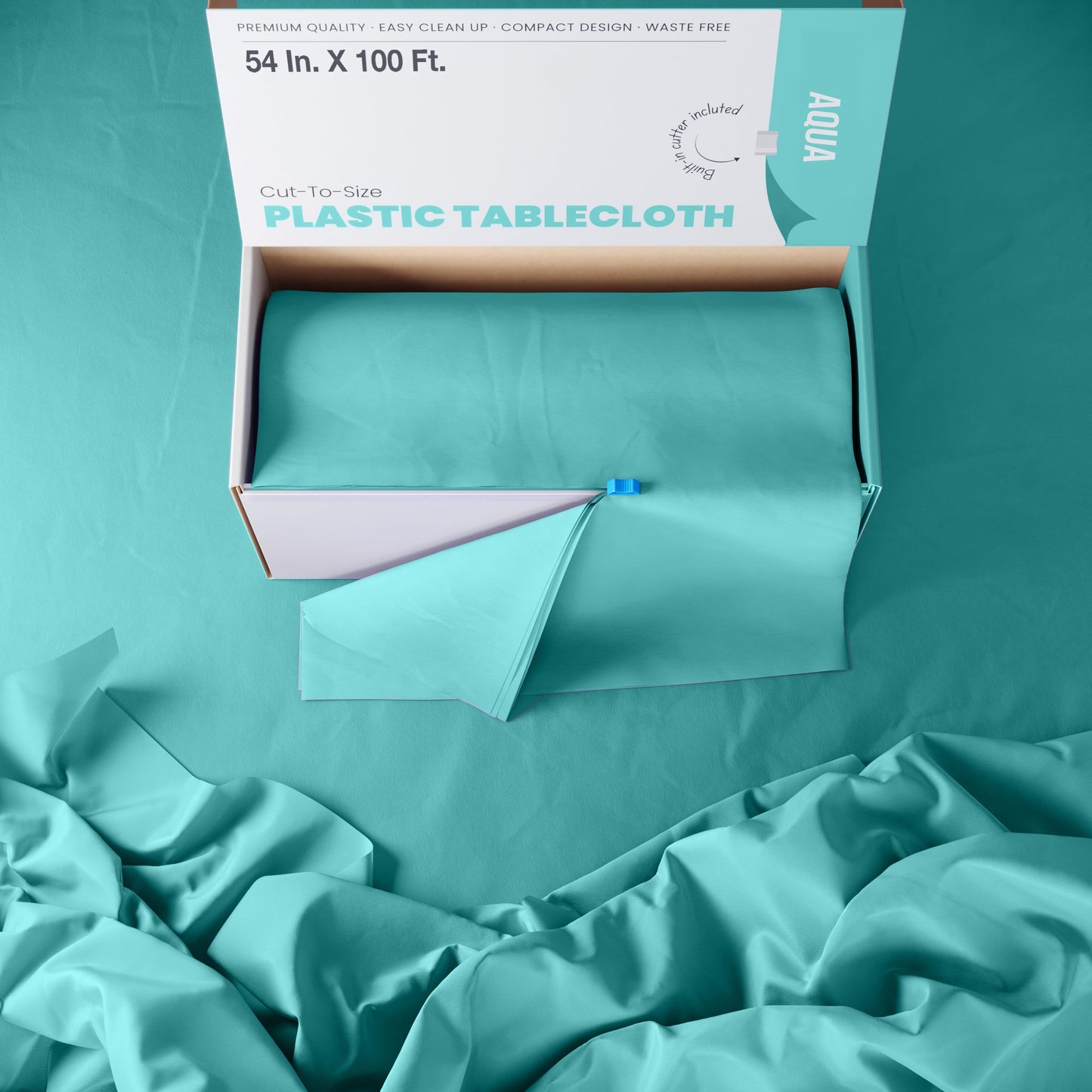 54" X 100' Select A Size Table Cover - Aqua