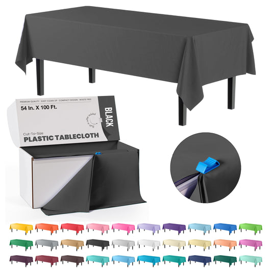 54" X 100' Select A Size Table Cover - Black