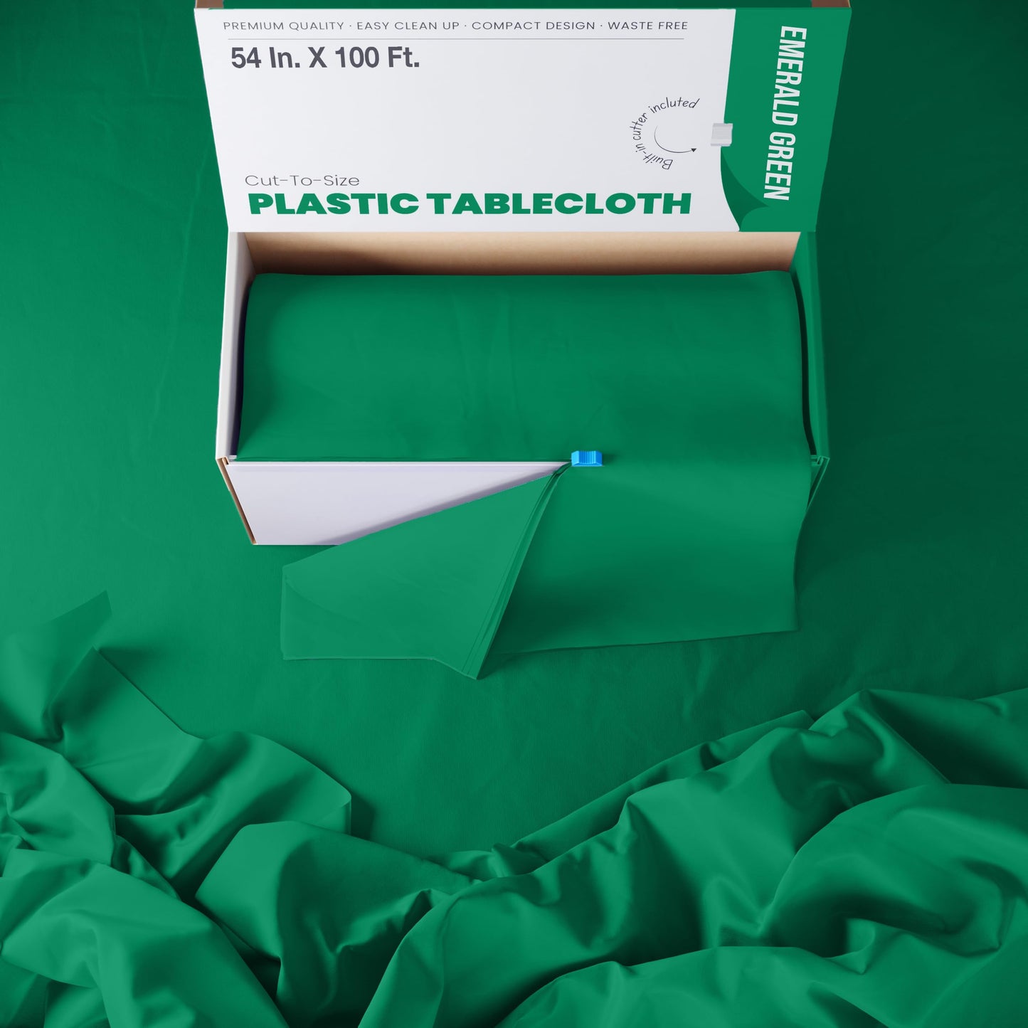 54 In. x 100 Ft. Cut To Size Table Roll  | Emerald Green | Case of 6