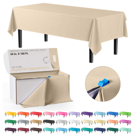 54" X 100' Select A Size Table Cover - Ivory