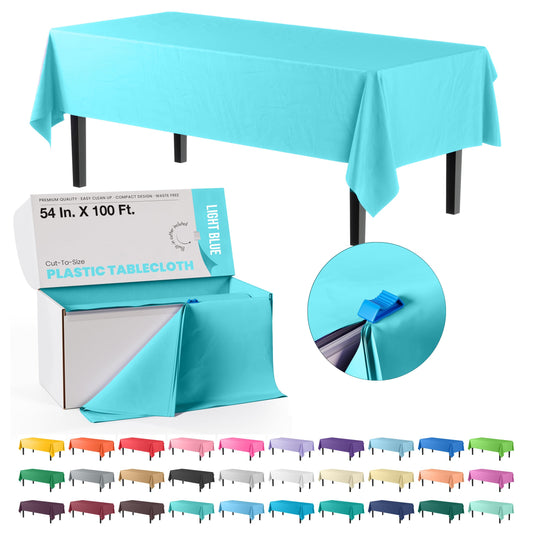 54 In. x 100 Ft. Cut To Size Table Roll  | Light Blue | Case of 6