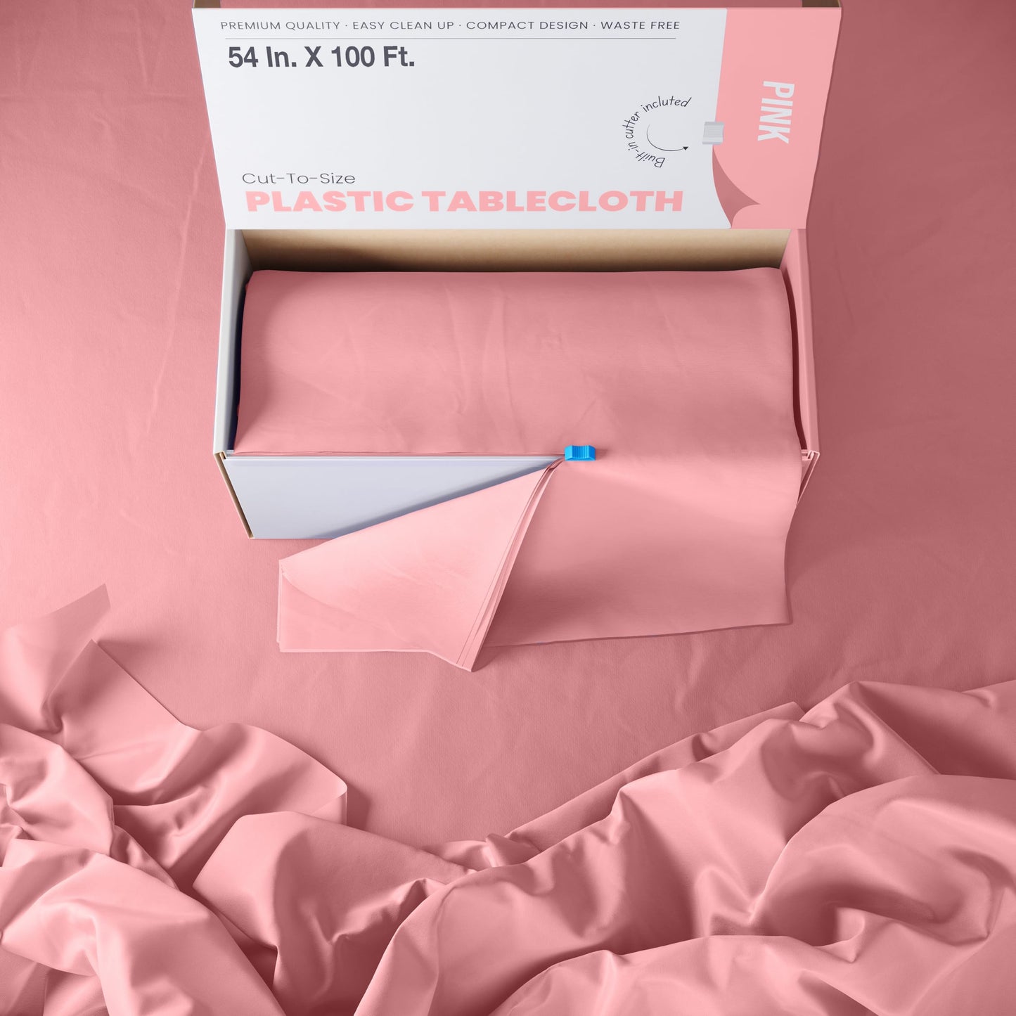 54 In. x 100 Ft. Cut To Size Table Roll  | Pink | Case of 6