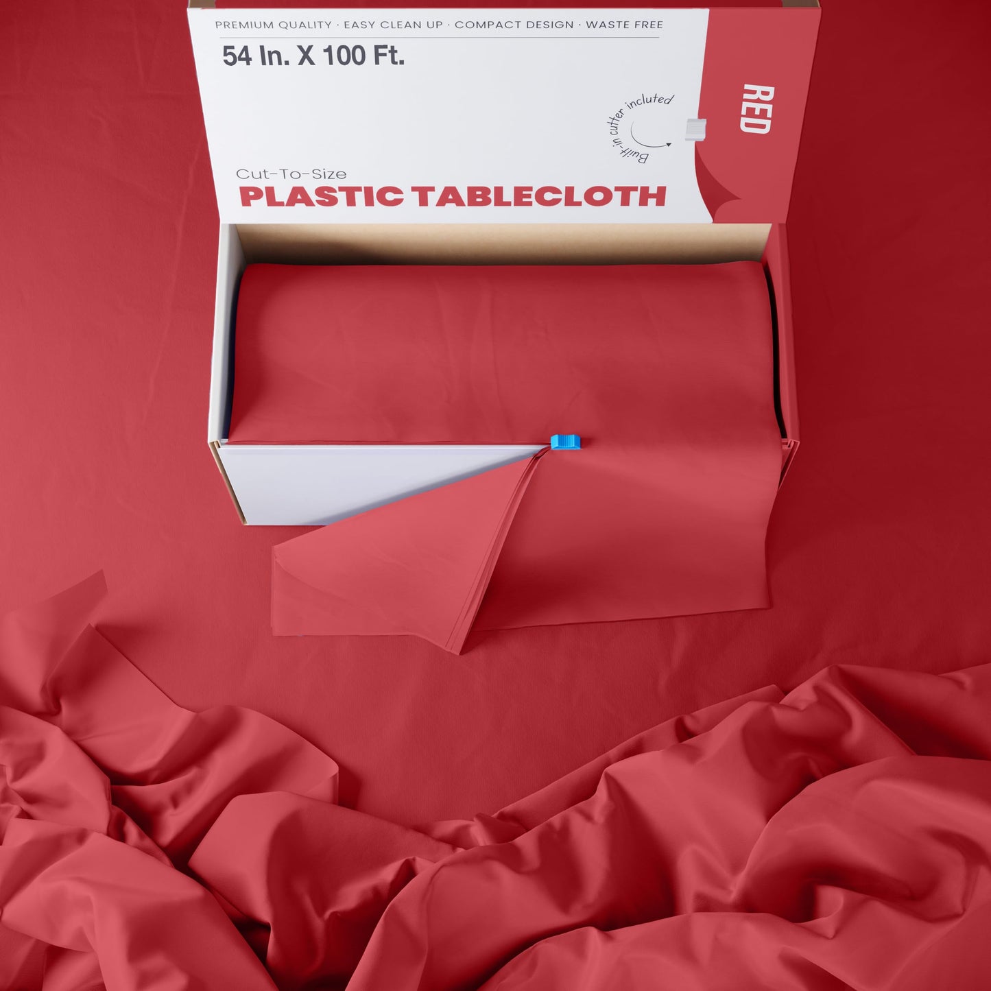 54" X 100' Select A Size Table Cover - Red