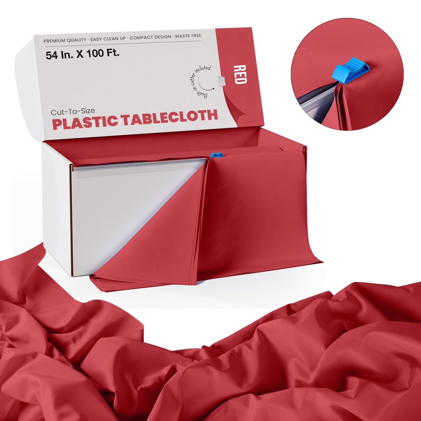 54 In. x 100 Ft. Cut To Size Table Roll  | Red | Case of 6