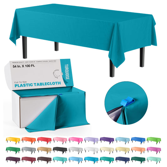 54" X 100' Select A Size Table Cover - Turquoise