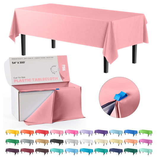 54 In. x 300 Ft. Cut To Size Table Roll  | Pink | Case of 4