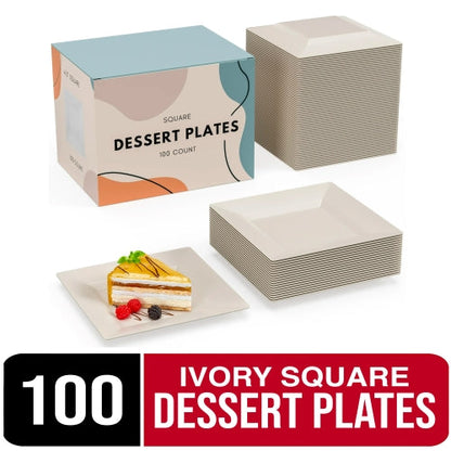 4.5 In. Ivory Square Plates | 600 Count