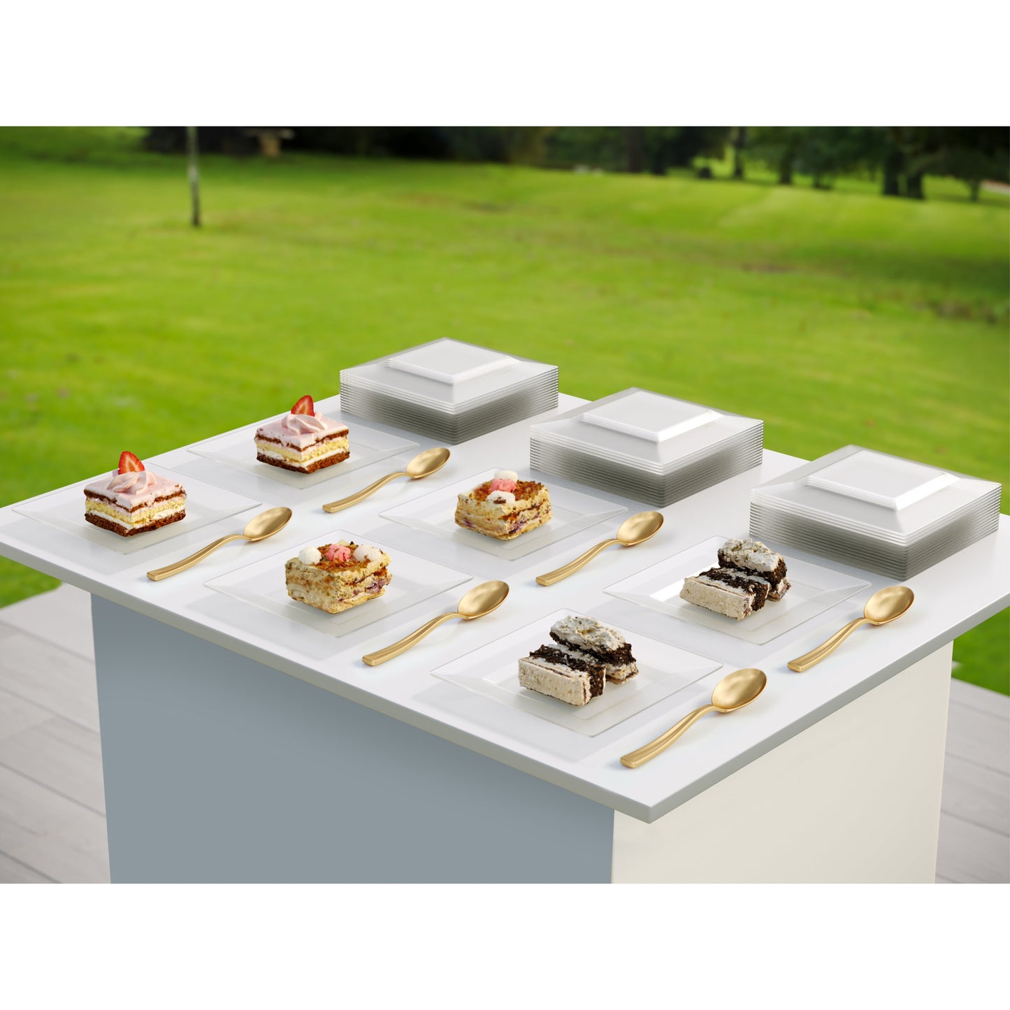 4.5 In. Clear Square Plates | 600 Count