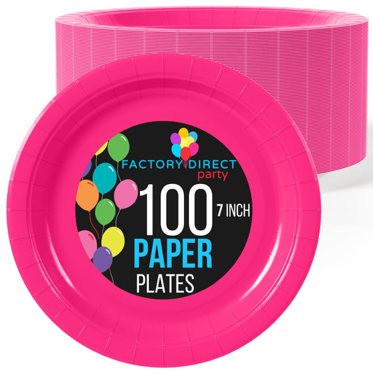 7 In. Cerise Paper Plates | Case of 1000