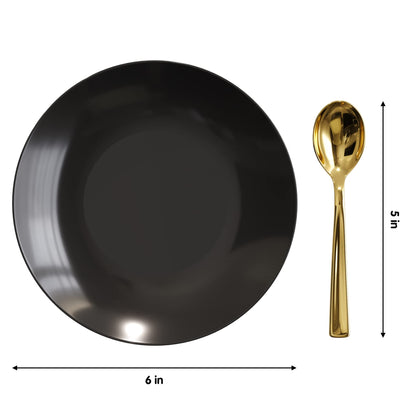 6 In. Classic Black Design Plastic Plates | 120 Count