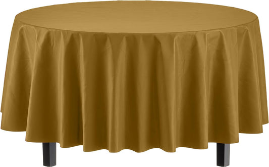 Gold Round Plastic Table Cover | Case of 48