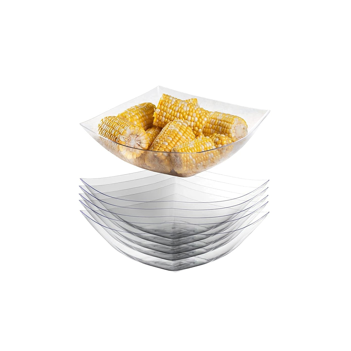 64 Oz. | Clear Square Plastic Serving Bowl | 36 Count