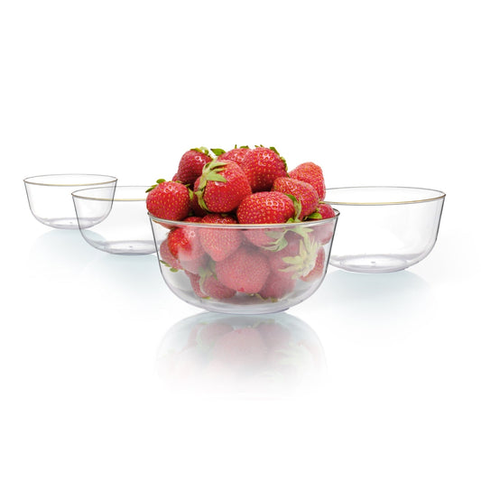 Clear With Gold Rim Plastic Bowls | 120 Count