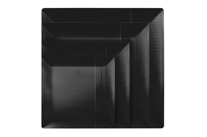 7.5 In. Zen Ridged Black Square Plastic Plates | 120 Count