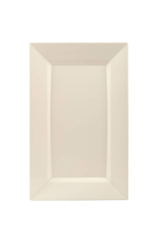 7.5 In. Ivory Rectangular Plastic Plates | 120 Count