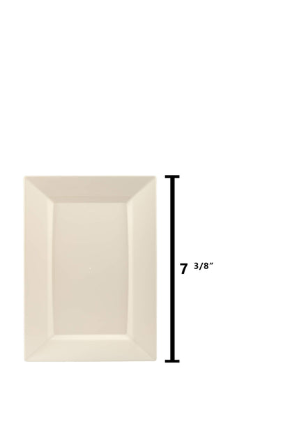 7.5 In. Ivory Rectangular Plastic Plates | 120 Count