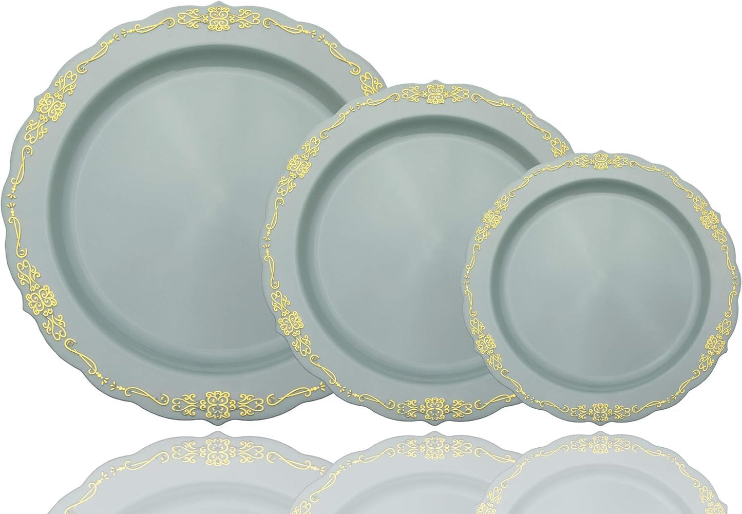 7.5 In. Robin Blue Victorian Design Plastic Plates | 120 Count