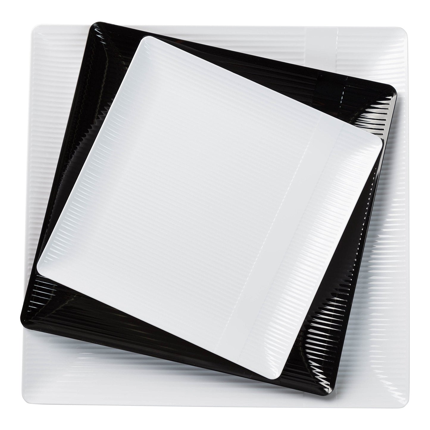 7.5 In. Zen Ridged White Square Plastic Plates | 120 Count