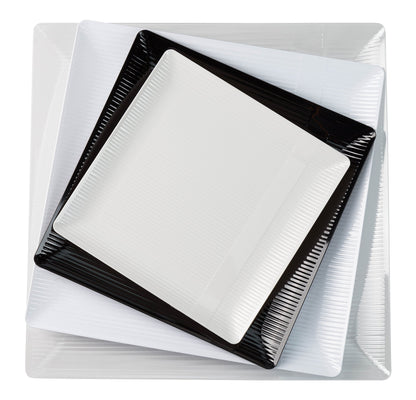 7.5 In. Zen Ridged White Square Plastic Plates | 120 Count