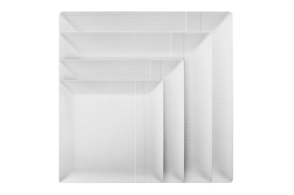 7.5 In. Zen Ridged White Square Plastic Plates | 120 Count