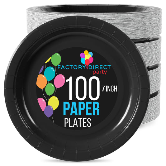 7 In. Black Paper Plates | Case of 1000