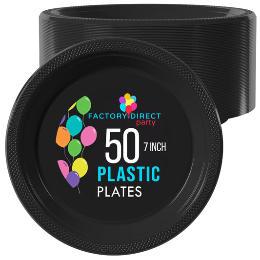 7 In. Black Plastic Plates | Case of 600