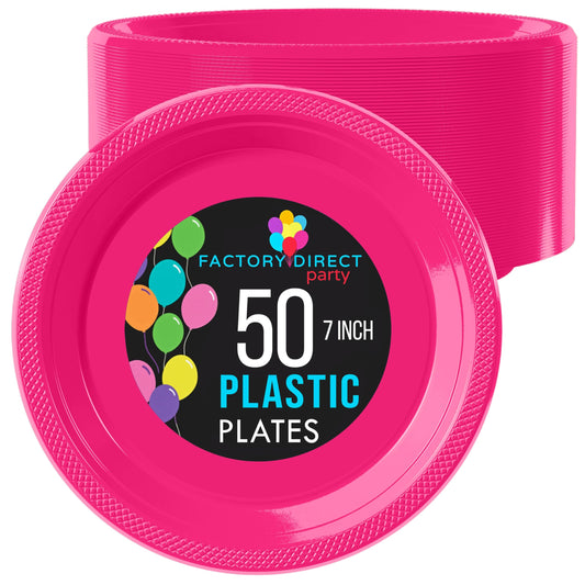 7 In. Cerise Plastic Plates | Case of 600