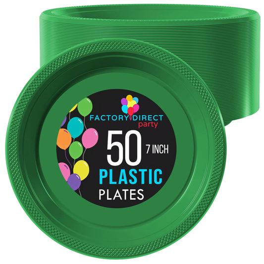 7 In. Emerald Green Plastic Plates | Case of 600