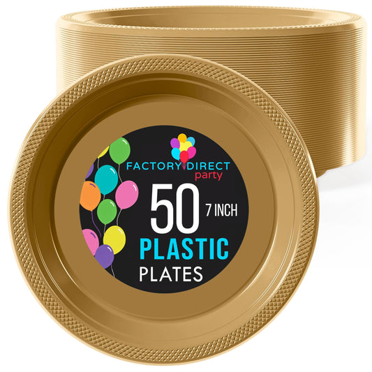 7 In. Gold Plastic Plates | Case of 600