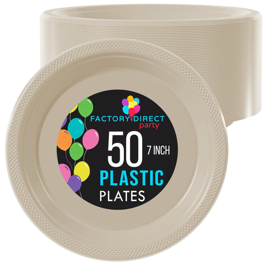 7 In. Ivory Plastic Plates | Case of 600