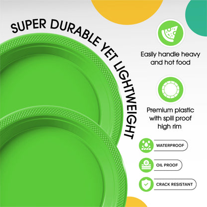 7 In. Lime Green Plastic Plates | Case of 600
