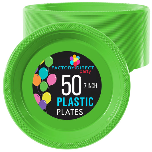 7 In. Lime Green Plastic Plates | Case of 600