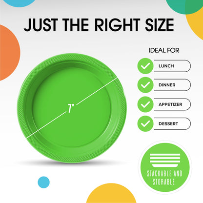 7 In. Lime Green Plastic Plates | Case of 600